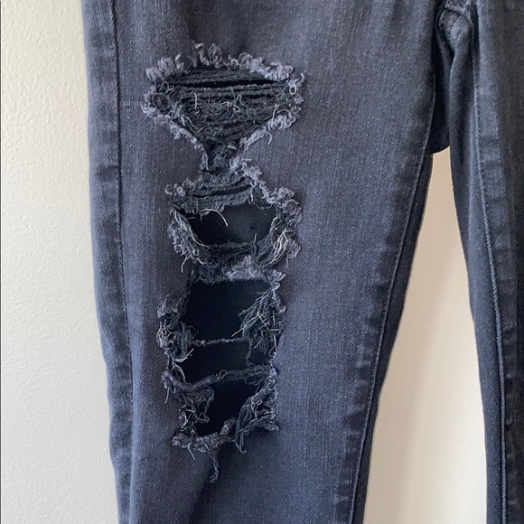 American Eagle Ne(x)t Level Ripped Hi-Rise Jegging Black Wash - Picture 8 of 13